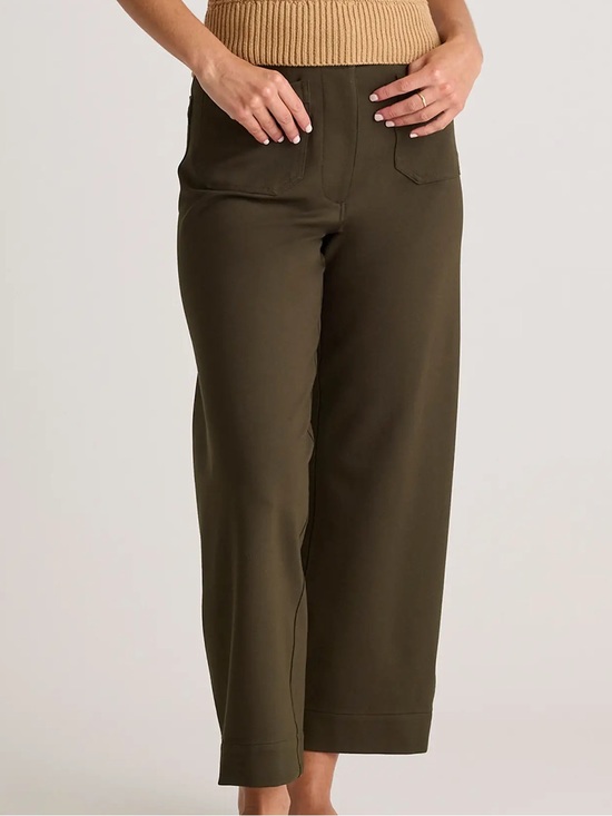 Quince Pants - Quince Ultra Stretch Plus Size Ponte Coastal Cropped Wide Leg Pant